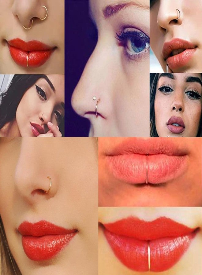 NICITY 8Pcs Gold Fake Nose Ring Set Non Piercing Nose Rings for Women Men Girl - Image 4